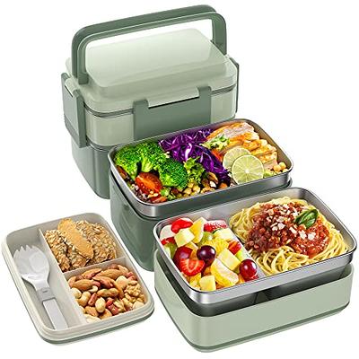 DaCool Bento Box Adult Lunch Box,3 Stackable Bento Lunch Containers for  Adults/Kids Green 