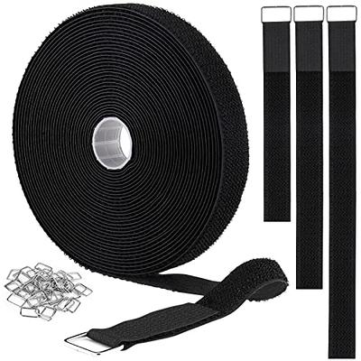 Jumpso 26FT Cable Straps 2 inch Wide with 20 Buckles, Heavy Duty Nylon Hook  and Loop Straps for Fastening Securing, 2 Rolls Reusable Cut-to-Length