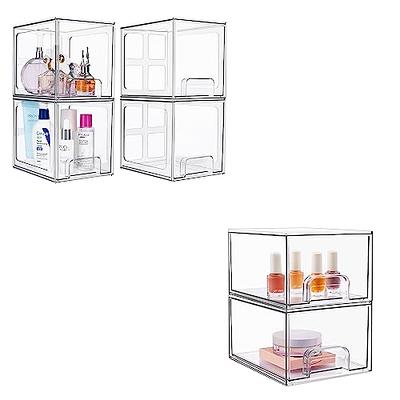 Vtopmart 4 Pack Stackable Makeup Organizer Storage Drawers, 6.6'' Tall Clear