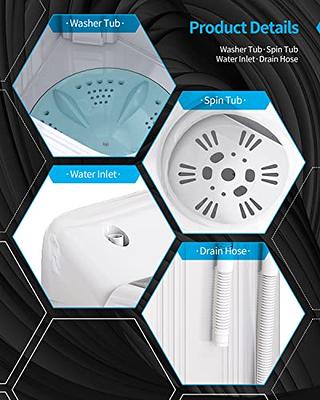 JupiterForce Portable Washing Machines with Drain Pipe, Mini Compact  Laundry Machine for Bathroom, Dorms, Apartments, Blue