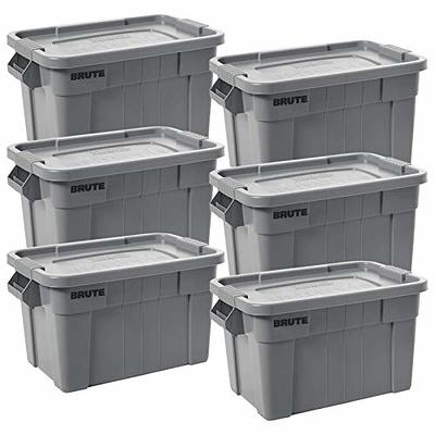 Rubbermaid Commercial Products BRUTE Tote Storage Bin with Lid, 20-Gallon,  Gray, Rugged/Reusable Boxes for Moving/Camping/Garage/Basement Storage,  Pack of 6 - Yahoo Shopping