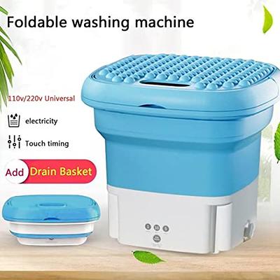 Mini Portable Washing Machine - Small Foldable Bucket Washer for Clothes- for Camping, RV, Travel, Small Spaces. (Pink)