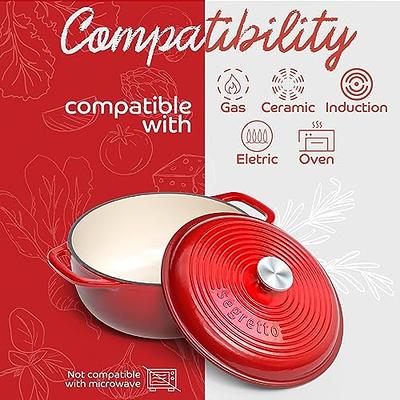 TeamFar 6QT Dutch Oven with Lid, Enameled Nonstick Cast Iron Dutch Oven  Cooking Pot for Stewing Baking Braising, Various Stoves & Oven Safe, Toxic