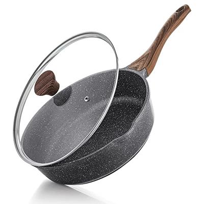 Inch Stainless Steel Skillet Frying Pan, Large Saute Pan with Lid and  Stay-Cool Handle, 5qt