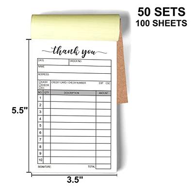 Rent Receipt Book With Carbon Copy Duplicate 2 parts 50 Sets Size: 8 X  2.75