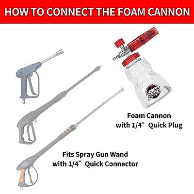Pressure Washer Foam Cannon With 1/4in Quick Connector, 1 L, 5 Nozzle Tips  - Car 