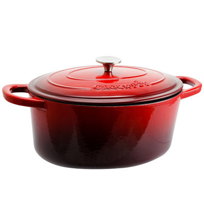 Crock-Pot Artisan 5 qt. Round Cast Iron Nonstick Dutch Oven in Sunset  Orange with Lid - Yahoo Shopping