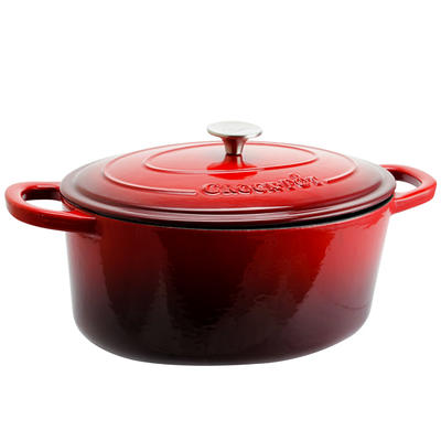 Crock-pot Artisan 5 qt. Round Cast Iron Nonstick Dutch Oven in Sunset Orange with Lid