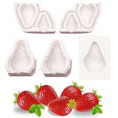 3D Strawberry Silicone Molds 5 Pcs, Mini Strawberry Fondant Mold