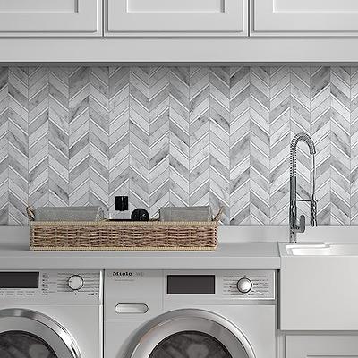 Yipscazo Herringbone Cement Gray 12 in. x 12 in. PVC Peel and Stick Backsplash Wall Tile (10 sq.ft./10-Sheets)