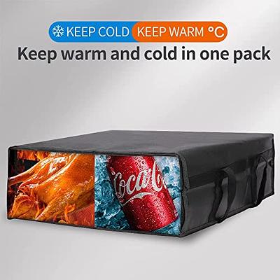 Insulated Food Delivery Bag, XXXL Pizza Delivery Bags for Hot and cold  Food,Commercial, Large Capacity Reusable Warming Bag, Black.