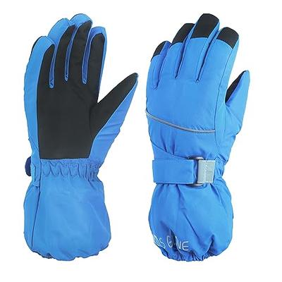 OOPOR Kids Winter Warm Gloves with Grip - Boys Girls Thermal Fleece Running Cycling Gloves Touch Screen Cold Weather Soft Anti Slip Mittens for