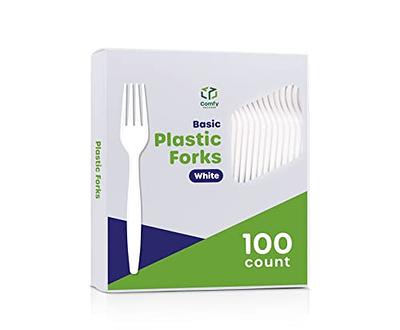 POSATE Heavy Weight Plastic Forks, Clear Disposable, 100 Count