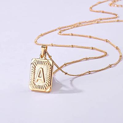 Square Pendant Initial Necklace in Gold – The Sis Kiss