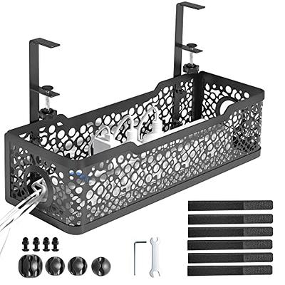 16.5-Inch Under Desk Cable Management Tray - Wire Management Under Desk with Cable Clip Holders - Under Table Cable Management Tray for Home and Offic