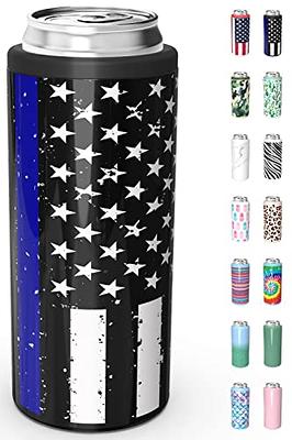 Maars Skinny Can Cooler for Slim Beer & Hard Seltzer | Stainless Steel 12oz Sleeve, Double Wall Vacuum Insulated Drink Holder - Blush Leopard