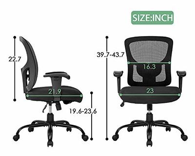 Smug Office Chair Mid Back Desk Chair1 Ergonomic Mesh Computer Gaming with Larger Seat Executive Height Adjustable Swivel Task with Lumbar Support Arm