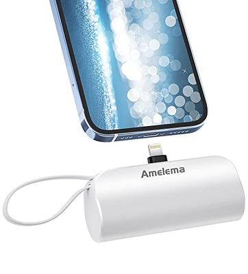 amelema Small Portable Charger for iPhone, 5000mAh Mini Power Bank with  Built-in Cable/Metal Stand, Cute Battery Pack Compatible with iPhone 14/14  Plus/Pro Max/13/12/11/XS/XR/X/8/7/Airpods (White) - Yahoo Shopping