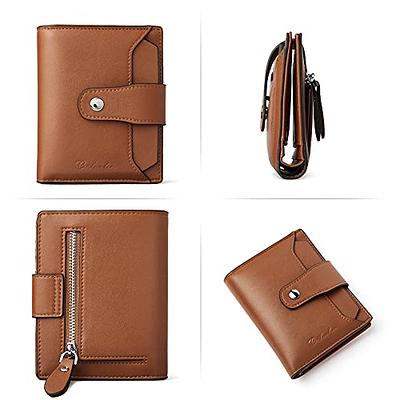 Small Wallet For Women Vegan Leather Compact Bifold Zipper Pocket