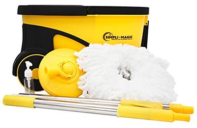TETHYS Flat Floor Mop and Bucket Set for Professional Home Floor Cleaning  System with Aluminum Handle/2-Washable Microfiber Pads Perfect Home +