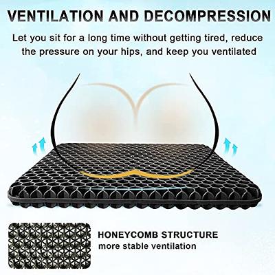 1pc Gel Seat Cushion, Cooling seat Cushion Thick Big Breathable Honeycomb  Design Absorbs Pressure Points Seat Cushion with Non-Slip Cover Gel Cushion  for Office Chair Home Car seat Cushion for Wheelchair