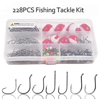 Fishing Bobbers and Hooks Tackle Kit, 228pcs Fishing Starter Kit