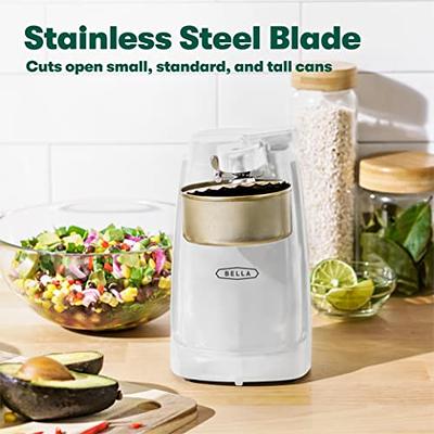 BELLA Electric Can Opener and Knife Sharpener, Multifunctional Jar and Bottle  Opener with Removable Cutting Lever and Cord Storage, Stainless Steel  Blade, White - Yahoo Shopping