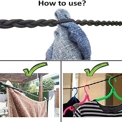 Flag Rope Nylon Rope and Clips Clothesline Clothes Drying Rope for Tie  Swing Climb and Knot 