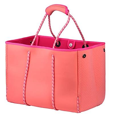 Amazon.com | Feastaw Rubber Bag Tote Bag，Large Waterproof Sandproof Travel  Handbag with Holes for Sports Beach Pool Boat Market (Apricot, Large) |  Travel Totes