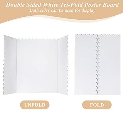 4 Pcs Trifold Poster Board 36 x 48 Inch Large Tri Fold Presentation Board  White Display Board Foldable Paperboard for Science Fair School Business