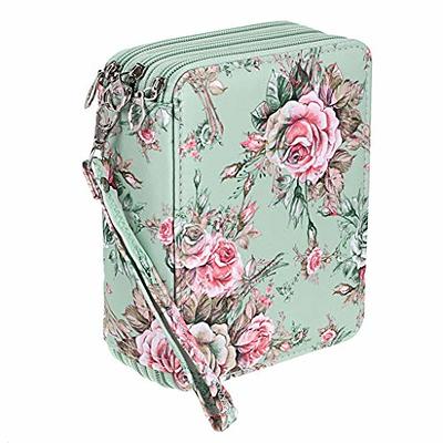 BTSKY Cute Pencil Case -- High Capacity Floral Pouch Dark Blue