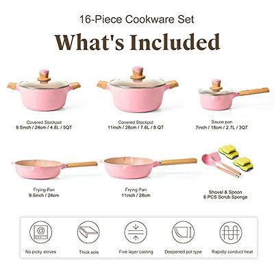 Pans and Pots Set Nonstick - YIIFEEO 16 PCS Granite Non Stick