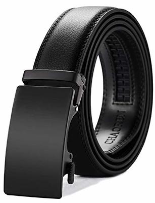 VANNANBA Mens Fashion Leather Belt with Ratchet Automatic Buckle