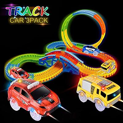 Tracks Cars Replacement only, Toy Cars for Magic Tracks Glow in the Dark,  Racing Car Track Accessories with 5 Flashing LED Lights, Compatible with