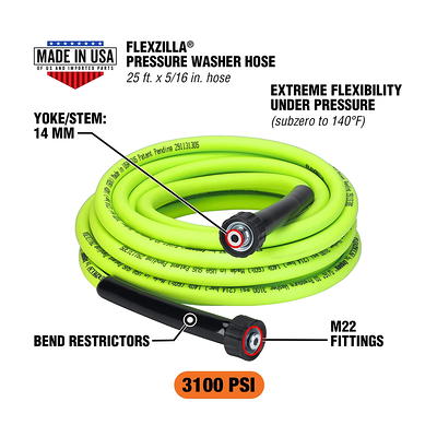 Flexzilla Pressure Washer Hose, 5/16 in. x 25 ft., 3100 PSI, M22 Fittings,  ZillaGreen - Yahoo Shopping