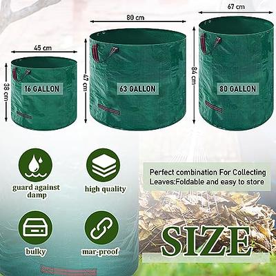 Zhehao 3 Pack Reusable Yard Waste Bags 16 Gallons 63 Gallons 80 Gallons  Garden Bags Lawn