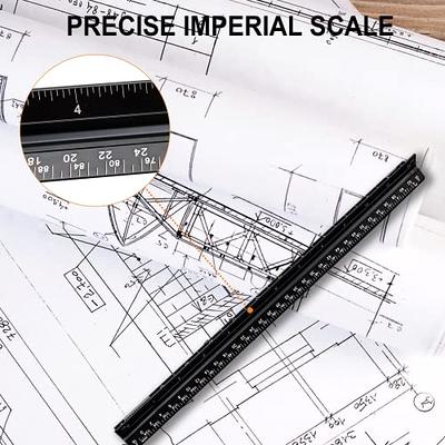 12 Inch Architectural Scale Ruler, Aluminum Metal Engineers