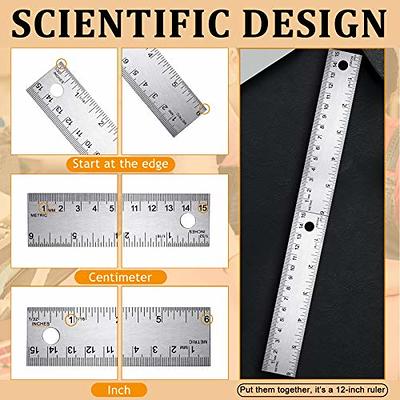 2 Pieces Metal Ruler Cork Backed Stainless Steel Rulers with Cork Backing  Non Slip Straight Edge Measuring Device Tool for Student Back to School