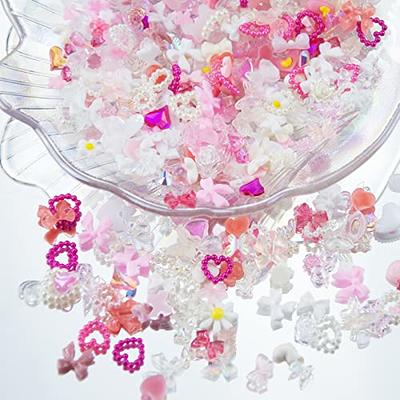 400PCS Pearl Hearts for Nails Hollow Heart Nail Charms Mixed