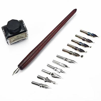 CraftyBook Calligraphy Set for Beginners - Wooden Caligraphy Pens for  Writing with Ink and 12pc Calligraphy Pen Nibs - Yahoo Shopping