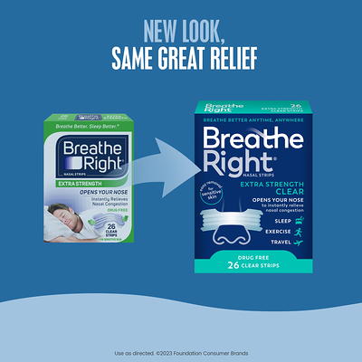 Breathe Right Extra Strength Tan Nasal Strips, Nasal Congestion Relief due  to Colds & Allergies, Drug-Free, 26 count