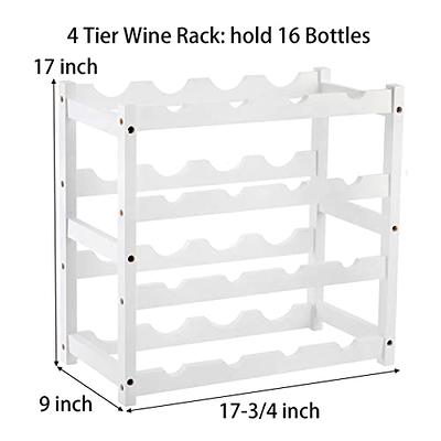 20-Bottle Freestanding Bamboo Wine Rack Cabinet with Display Shelf