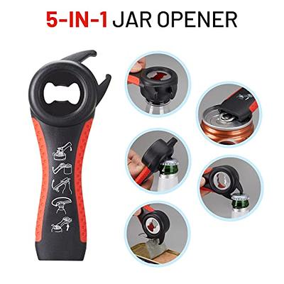 Jar Opener, 5 in 1 Multi Function Can Opener Bottle Opener Kit with  Silicone Handle Easy to Use for Children, Elderly and Arthritis Sufferers  (Apple