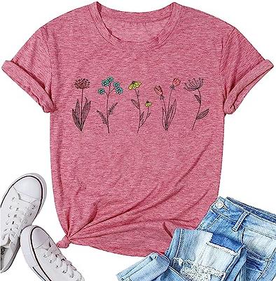 Best Deal for Summer T-Shirts for Women Casual Tee Shirts Floral Shirt