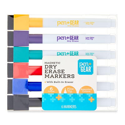 Pen + Gear Retractable Dry Erase Markers, Fine Tip, Assorted