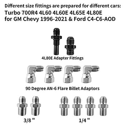 6AN Transmission Cooler Lines 70 Inch, Stainless Steel Braided Hose Fitting  Repair Kit for Turbo 350/400/200-200R4/700R4 4L60 4L60E 4L65E, for Ford