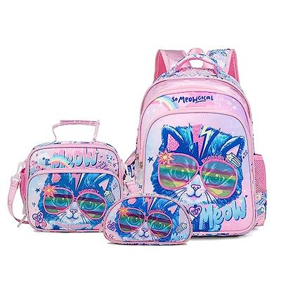 3PCS Unicorn Backpack for Girls, 16”Kids Preschool Sequin Bookbag and Lunch  Box for Kindergarten Elementary