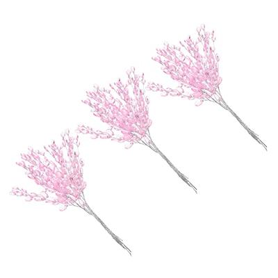 Pink Glass Flowers With Stems, Crystal Flower Bead 