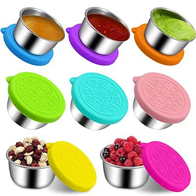 6Pcs Salad Dressing Containers 1.6oz Reusable Small Condiment Cup Containers  with Lids Stainless Steel Travel