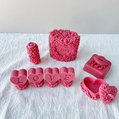 Kiss Love Rose Flower Silicone Candle Mold, Chocolate Molds, Diy